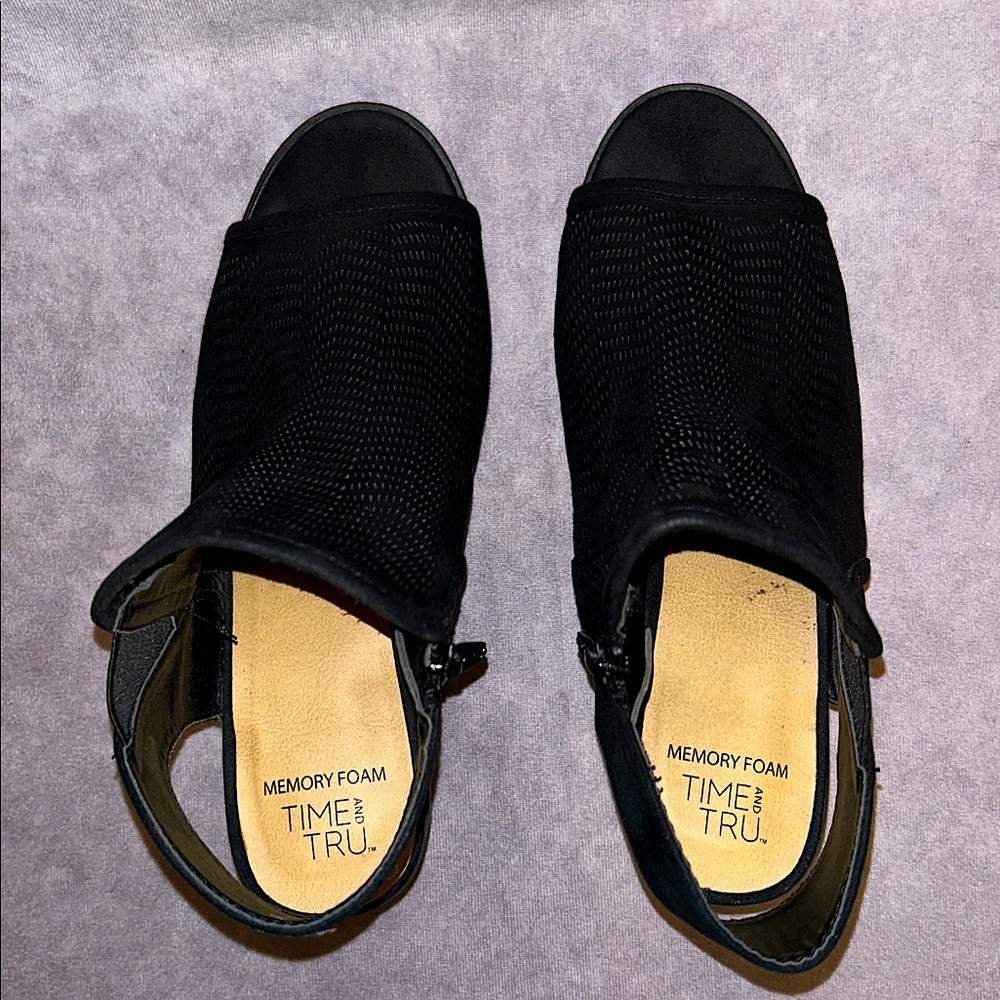 TIME and TRU Suede Peep-Toe Heeled Boots - Picture 4 of 14